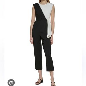 Calvin Klein color block Jumpsuit Sz 8 black and white bnwot